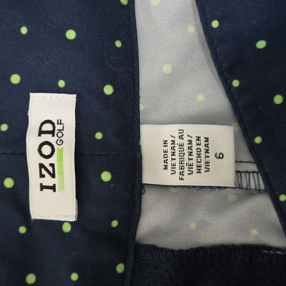 NWT Izod | Navy Blue Green Polka Dot Bermuda Golf Shorts Size 6 - Picture 5 of 5